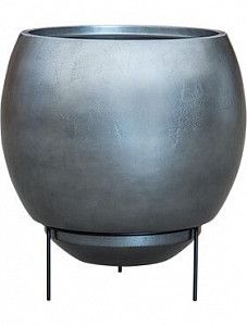 Кашпо Metallic silver leaf globe elevated matt silver blue (с техническим кашпо) 45 см.