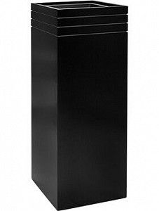 Кашпо Line-up square matt black (with liner and wheelplate) 100 см.