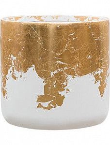 Кашпо Luxe lite glossy cylinder white-gold 38 см.