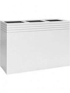 Кашпо Line-up rectangle matt white (with liner and wheelplate) L110 W38 H75
