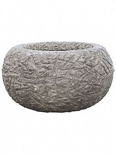 Кашпо Polystone coated kamelle bowl raw grey 30 см.