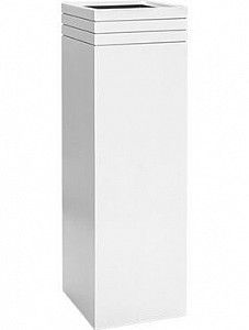 Кашпо Line-up square matt white (with liner and wheelplate) 120 см.