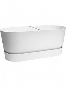 Кашпо Greenville terrace trough wheels white L78