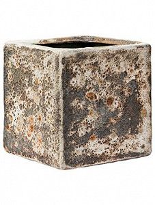 Кашпо Lava cube relic rust metal (glazed inside) 16 см.