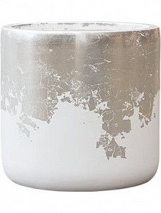 Кашпо Luxe lite glossy cylinder white-silver 31 см.
