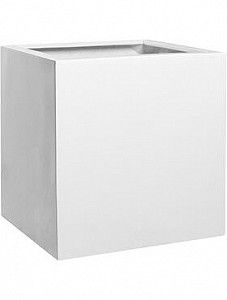 Кашпо Fiberstone glossy white block s