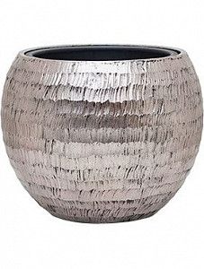 Кашпо Opus hammered globe silver (с техническим кашпо) 32 см.