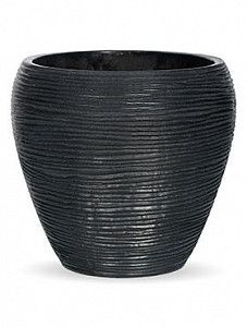 Кашпо Capi "Nature vase tapering round rib antracita" (упаковка 4 шт.)