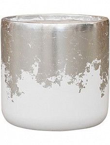 Кашпо Luxe lite glossy cylinder white-silver 38 см.