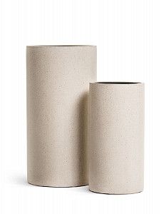 Кашпо TREEZ Effectory - серия Beton - Высокий цилиндр - Белый песок