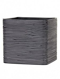 Кашпо Capi "Nature planter square ii rib black" (упаковка 6 шт.)