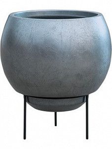 Кашпо Metallic silver leaf globe elevated matt silver blue (с техническим кашпо) 31 см.