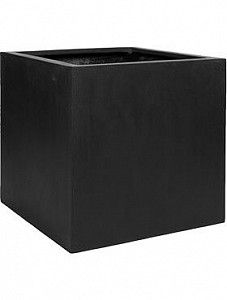 Кашпо Fiberstone block black s