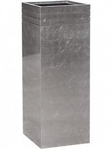 Кашпо Line-up metallic square silver (with liner and wheelplate) 100 см.