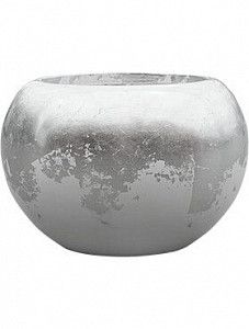 Кашпо Luxe lite glossy globe white-silver 27 см.