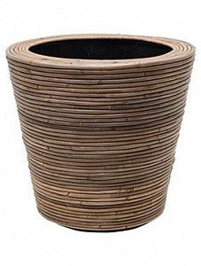 Кашпо Drypot rattan stripe round grey 39 см.