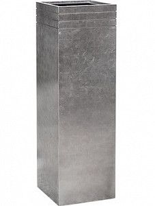 Кашпо Line-up metallic square silver (with liner and wheelplate) 120 см.