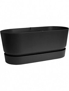Кашпо Greenville terrace trough wheels living black L78