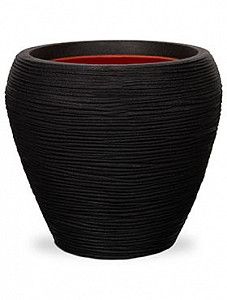 Кашпо Capi "Nature rib nl vase taper round black"