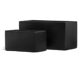 Кашпо TREEZ Effectory - серия Black Stone - Низкий узкий прямоугольник - Антрацит 60 см.