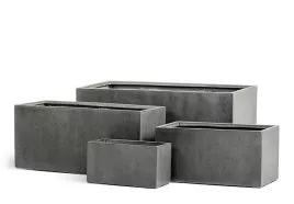 Кашпо TREEZ Effectory - серия Beton - Низкий прямоугольник - Тёмно-серый бетон